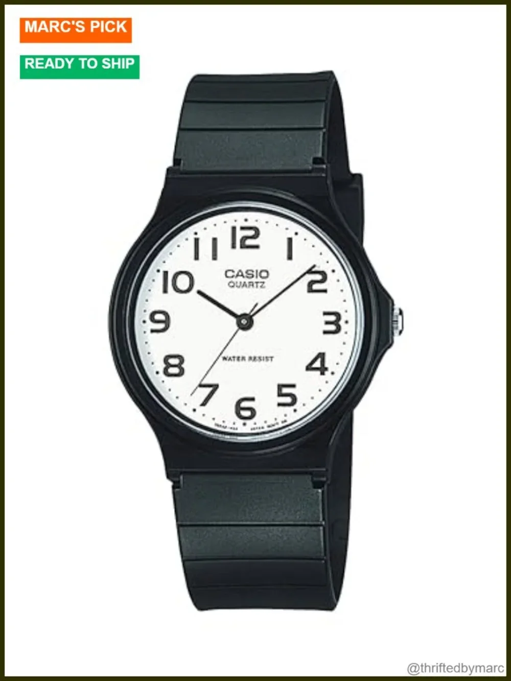 Quartz Analog Watch Water Resistant Resin Case Resin Band 3 Hand